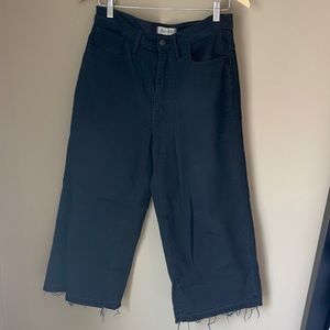 Black Madewell Wide-Leg Crop Raw Hem